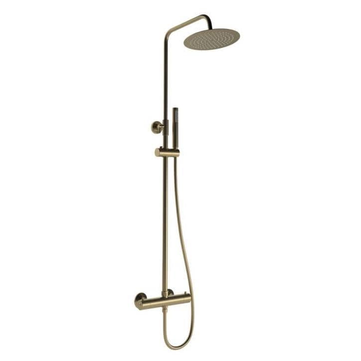 Aquarius Bathrooms Shower Set Aquarius Zanelli Round Exposed Adjustable Shower Set with Shower Head and Handset in Brushed Bronze