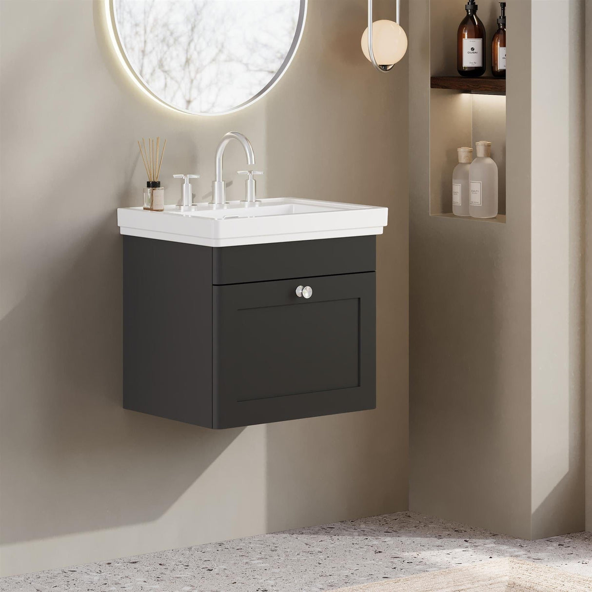 Aquarius Wall Mounted Vanity Unit Aquarius Leighton 500mm Wall Mounted One Drawer Vanity Unit with Basin