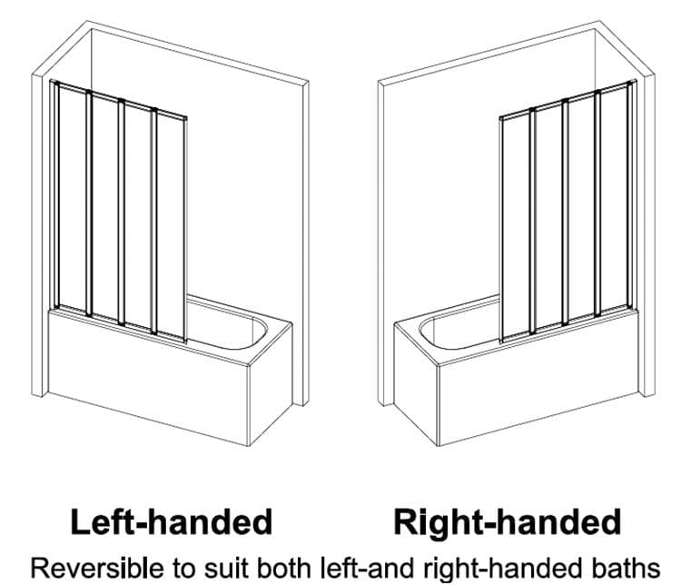 Aquarius Bathrooms Four Panel Folding Bath Screen Aquarius LevAqua Framed Four Panel Folding Bath Screen Chrome AQLA0102