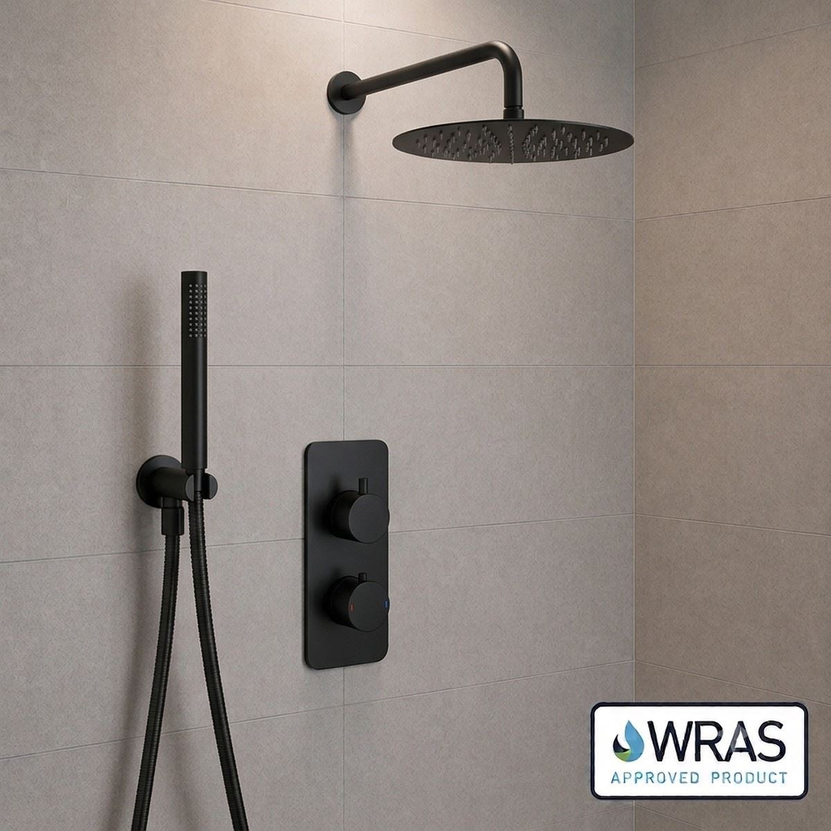 Aquarius RainLux 2 Outlet Thermostatic Shower Set with Shower Head and Single Function Handset