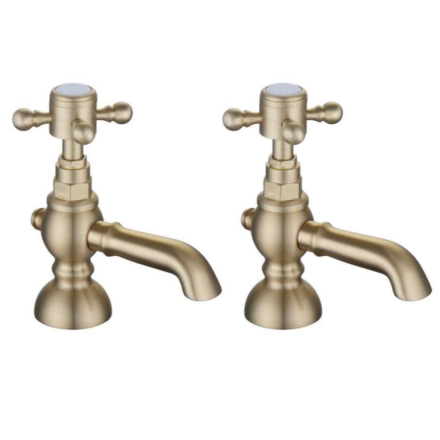 Aquarius Bathrooms Pillar Basin Tap Brushed Brass Aquarius Chic Basin Pillar Taps (Pair)