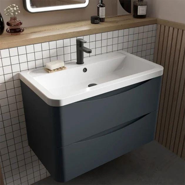 Aquarius Bathrooms Wall Mounted Vanity Unit Aquarius Seren 600mm Wall Mounted Two Drawer Vanity Unit with Basin