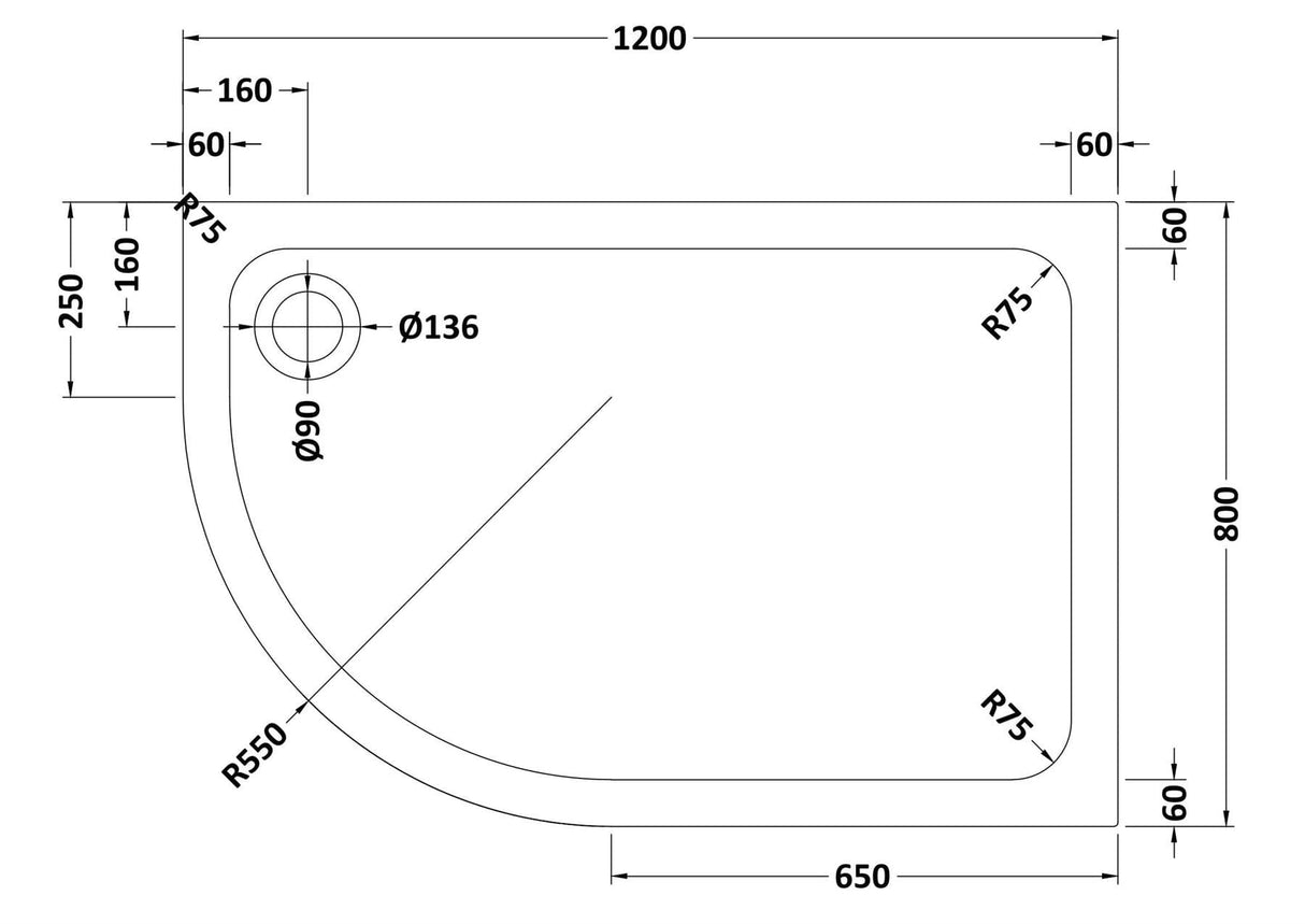 Aquarius Bathrooms Quadrant Shower Tray Aquarius Urbano Offset Quadrant 45mm Stone Resin Shower Tray in Slate Grey