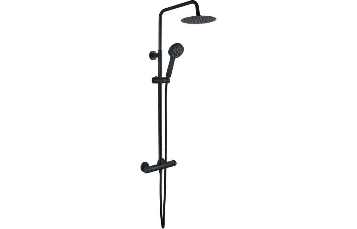 Aquarius Bathrooms Bar Valve Kit Aquarius Matt Black Exposed Thermostatic Bar Shower Overhead and Handheld Shower AQSH0694