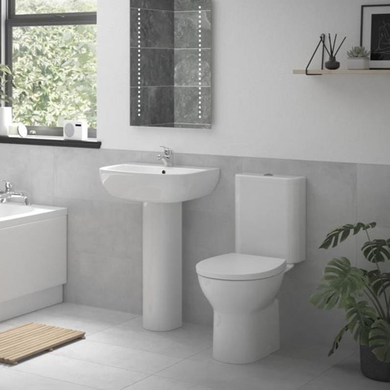 Aquarius Bathrooms Toilet and Basin Set Aquarius QualEco Close Coupled Toilet and Basin Set in White