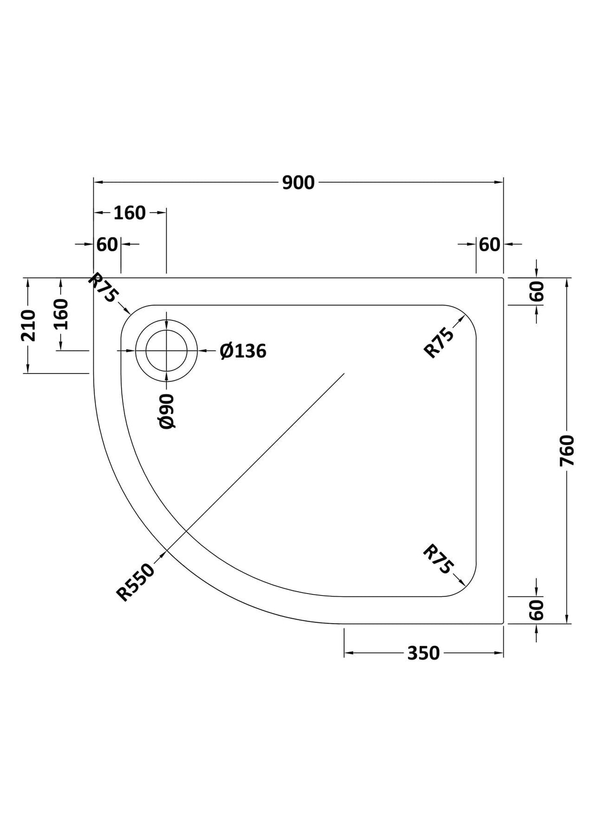 Aquarius Bathrooms Quadrant Shower Tray Aquarius Urbano Offset Quadrant 45mm Stone Resin Shower Tray in Slate Grey