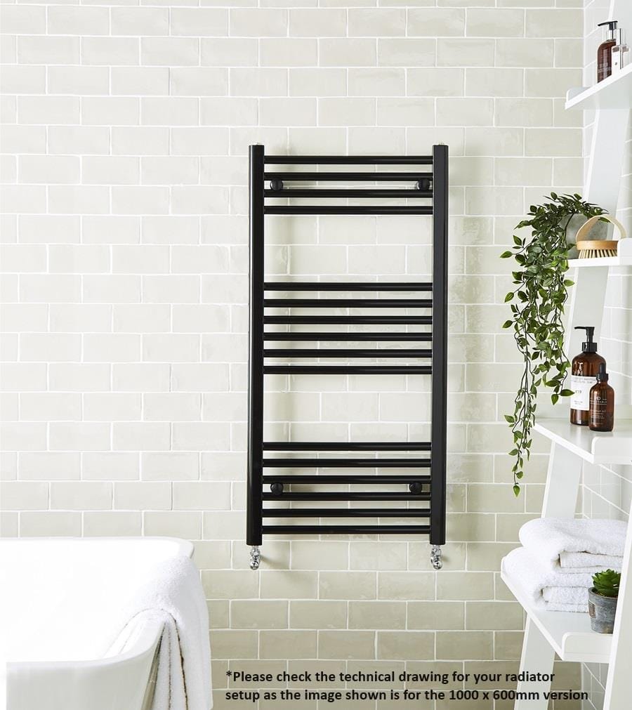 Aquarius Bathrooms Ladder Rail 1200 x 600mm Aquarius Noir High Output Ladder Towel Rail Matt Black