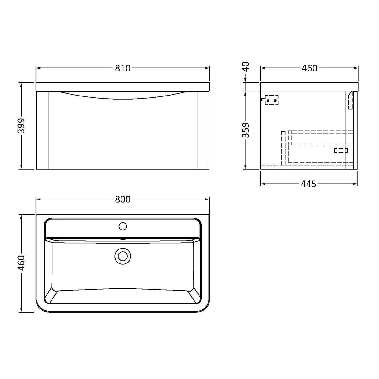 Aquarius Bathrooms Wall Mounted Vanity Unit Aquarius Seren 800mm Wall Mounted One Drawer Vanity Unit with Basin