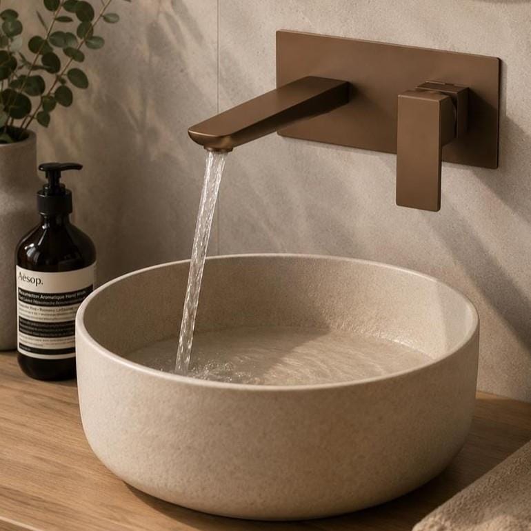 Aquarius Bathrooms Wall Mounted Basin Tap Brushed Bronze Aquarius Hydro Wall Mounted Basin Mixer Tap