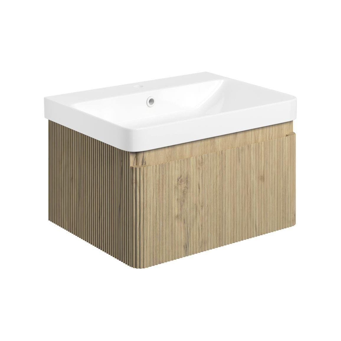 Aquarius Wall Mounted Vanity Unit 605mm Aquarius Corinthe Wall Mounted Vanity Unit with Basin in Textured Oak