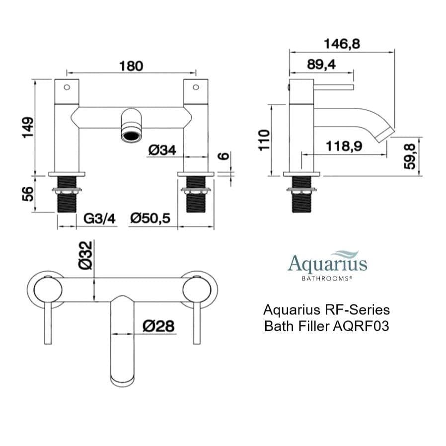 Aquarius Bathrooms Bath Mixer Aquarius RF-Series Bath Filler Mixer Tap