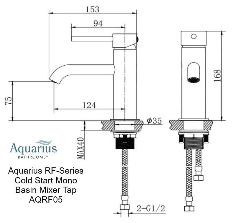 Aquarius Bathrooms Mono Basin Tap Aquarius RF-Series Cold Start Mono Basin Mixer Tap with Waste