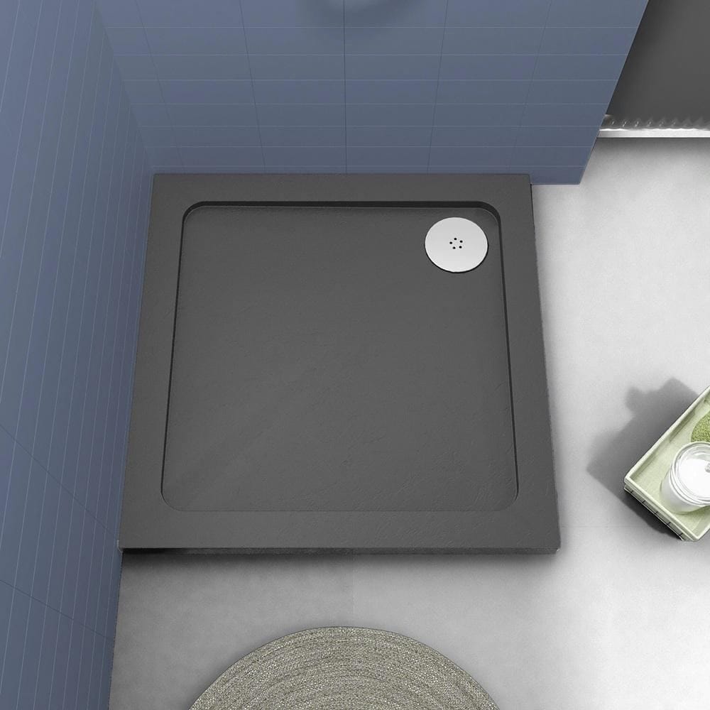 Aquarius Bathrooms Square Shower Tray Aquarius Urbano Square 45mm Stone Resin Shower Tray in Slate Grey