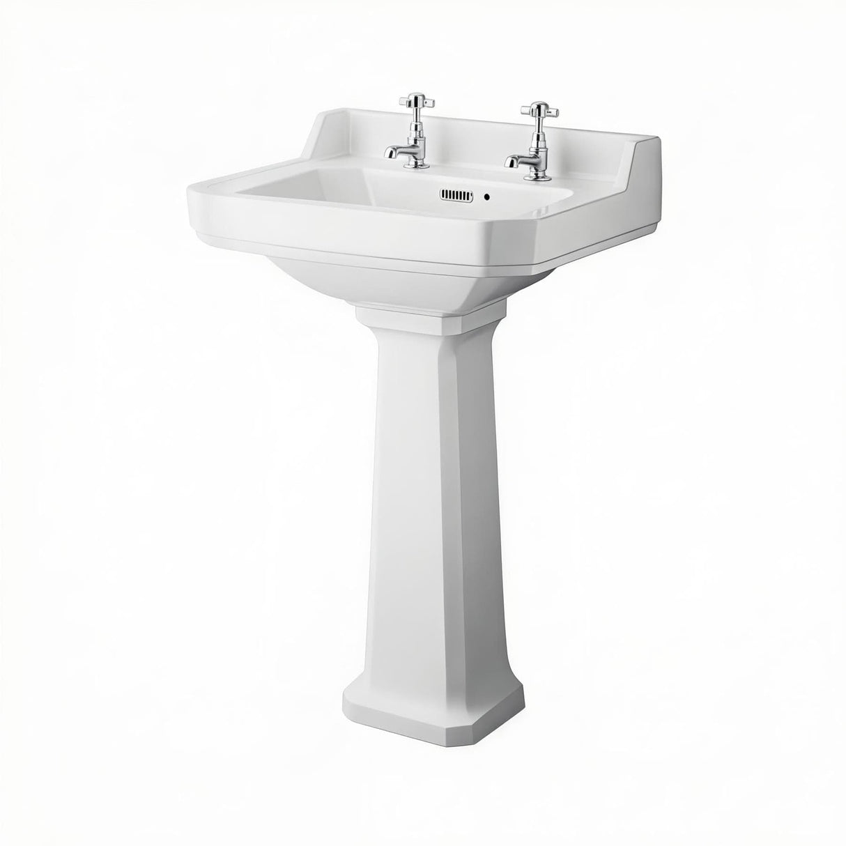 Aquarius Bathrooms Pedestal Basin Aquarius Harewood Traditional 560mm 2 Tap Hole Basin with Pedestal