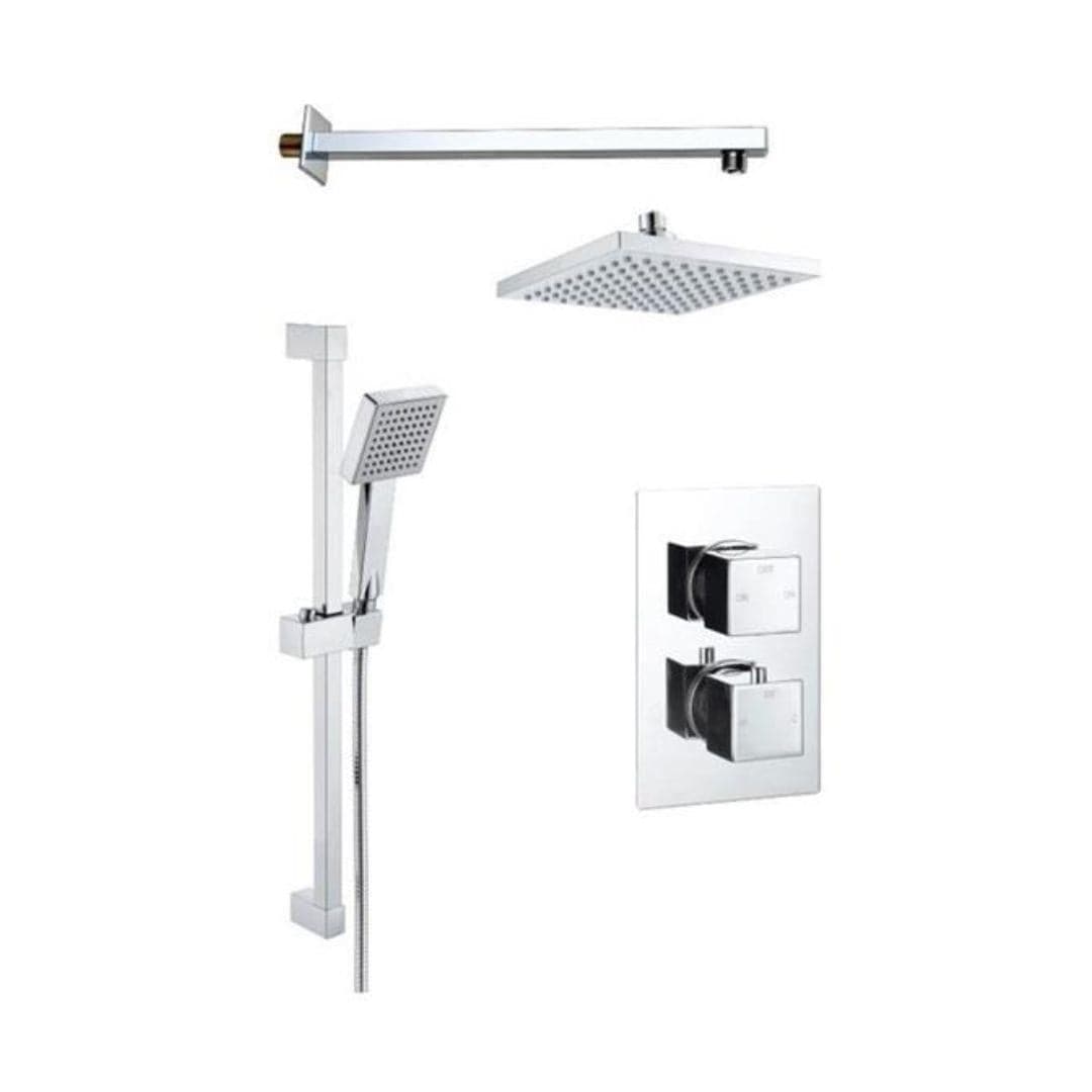 Aquarius Bathrooms Concealed Shower Set Chrome Aquarius Modern Square Shower Bundle with Riser