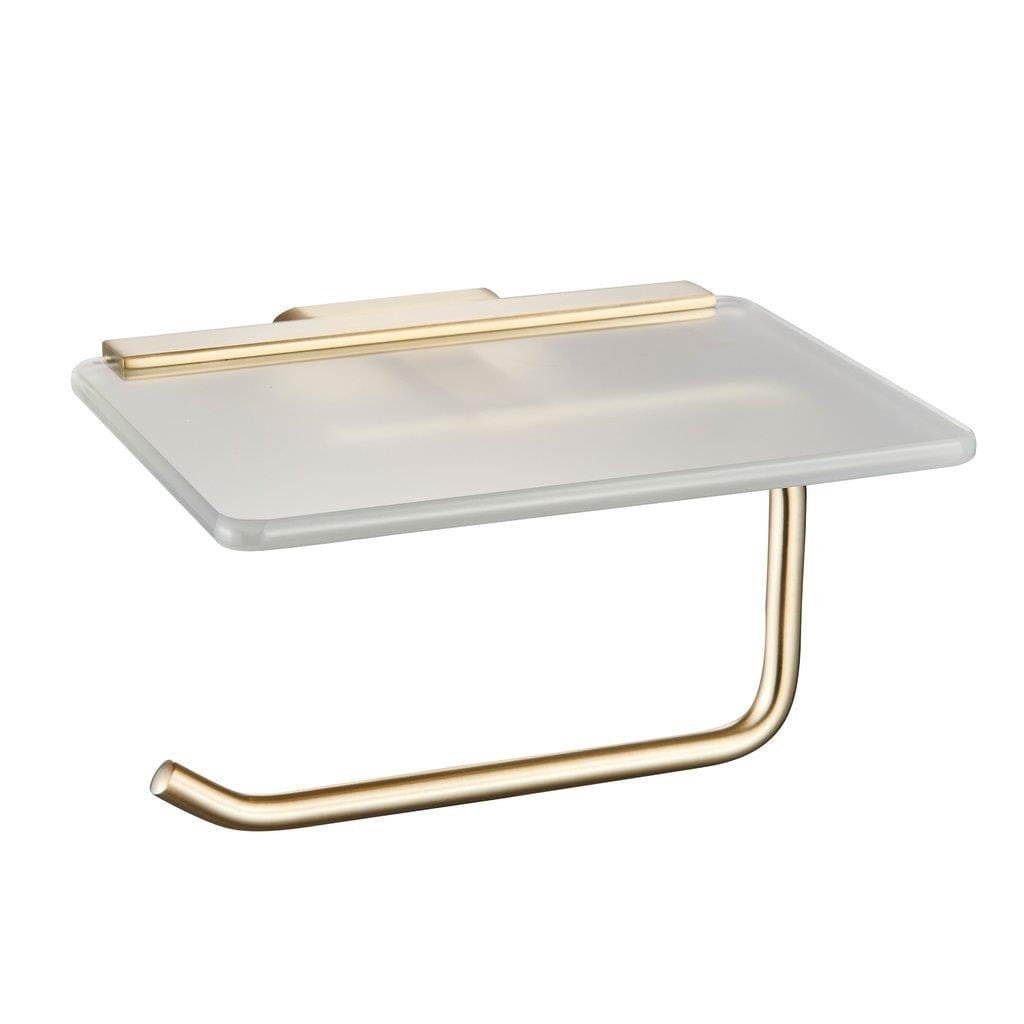 Aquarius Bathrooms Toilet Roll Holder Aquarius Auro Toilet Roll Holder with Glass Shelf in Brushed Brass