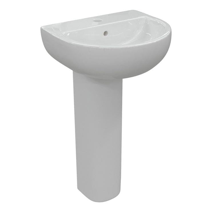 Aquarius Bathrooms Pedestal Basin 550mm Aquarius Willow 1 Tap Hole Basin with Full Pedestal