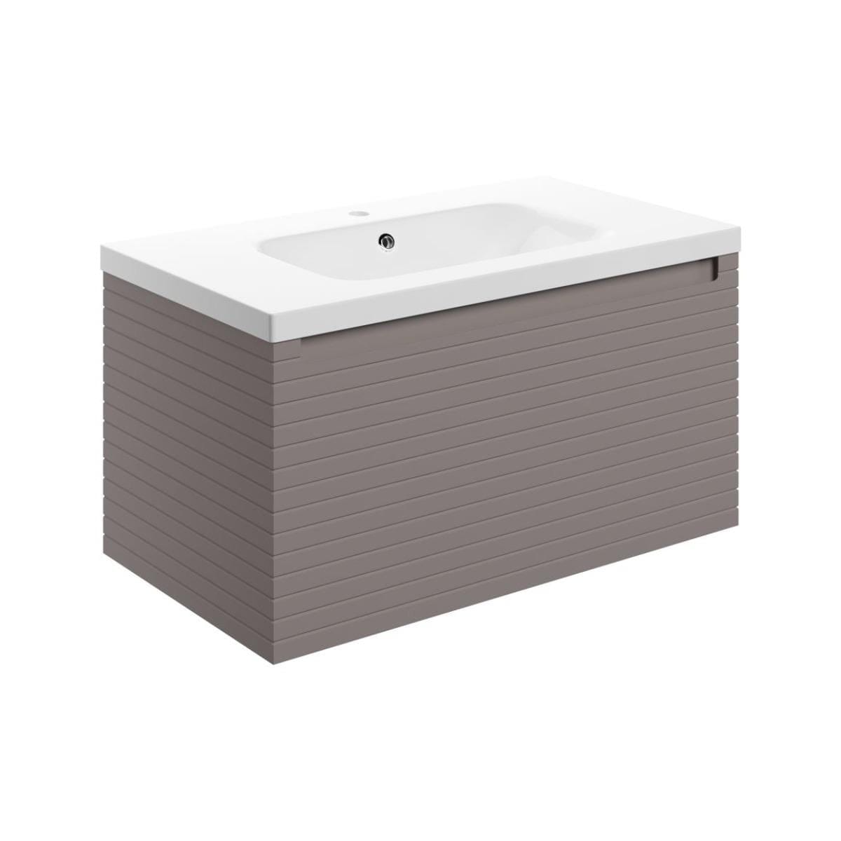 Aquarius Bathrooms Wall Mounted Vanity Unit Matt Taupe Aquarius Contour 815mm Wall Mounted One Drawer Vanity Unit with Basin