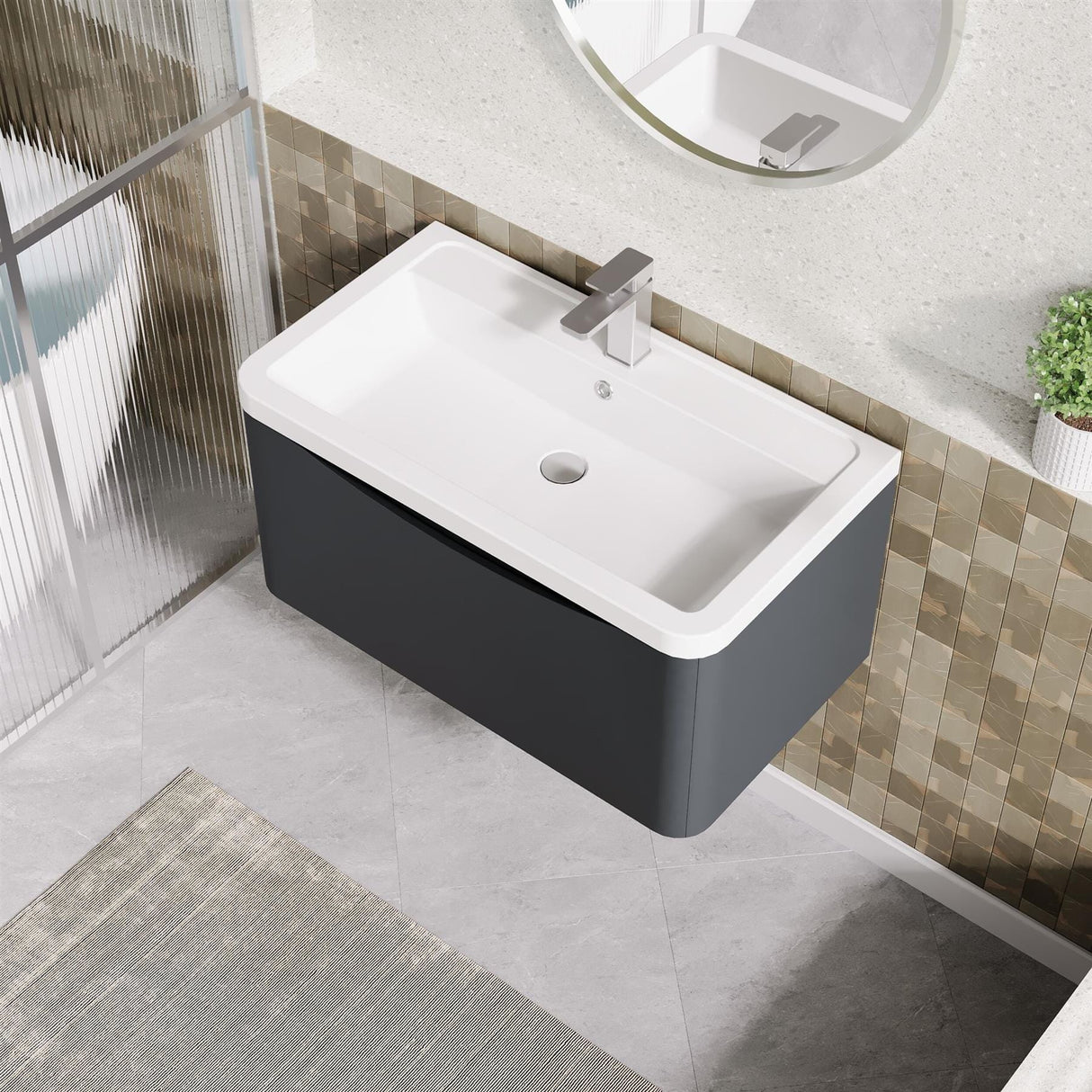 Aquarius Bathrooms Wall Mounted Vanity Unit Aquarius Seren 800mm Wall Mounted One Drawer Vanity Unit with Basin