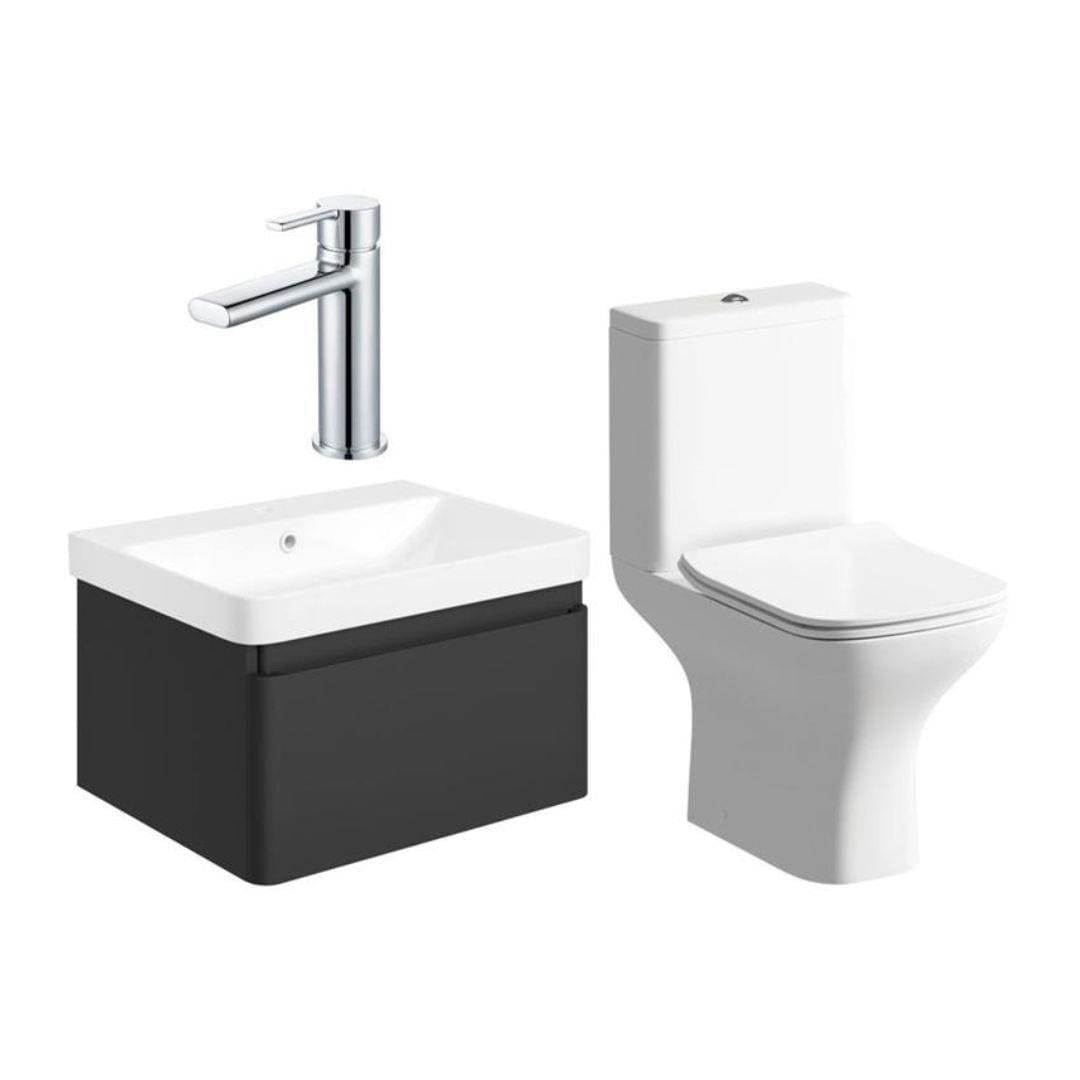 Aquarius Vanity Unit Matt Black / Chrome Aquarius Sophie 605mm Vanity Unit and WC Set with Finishes
