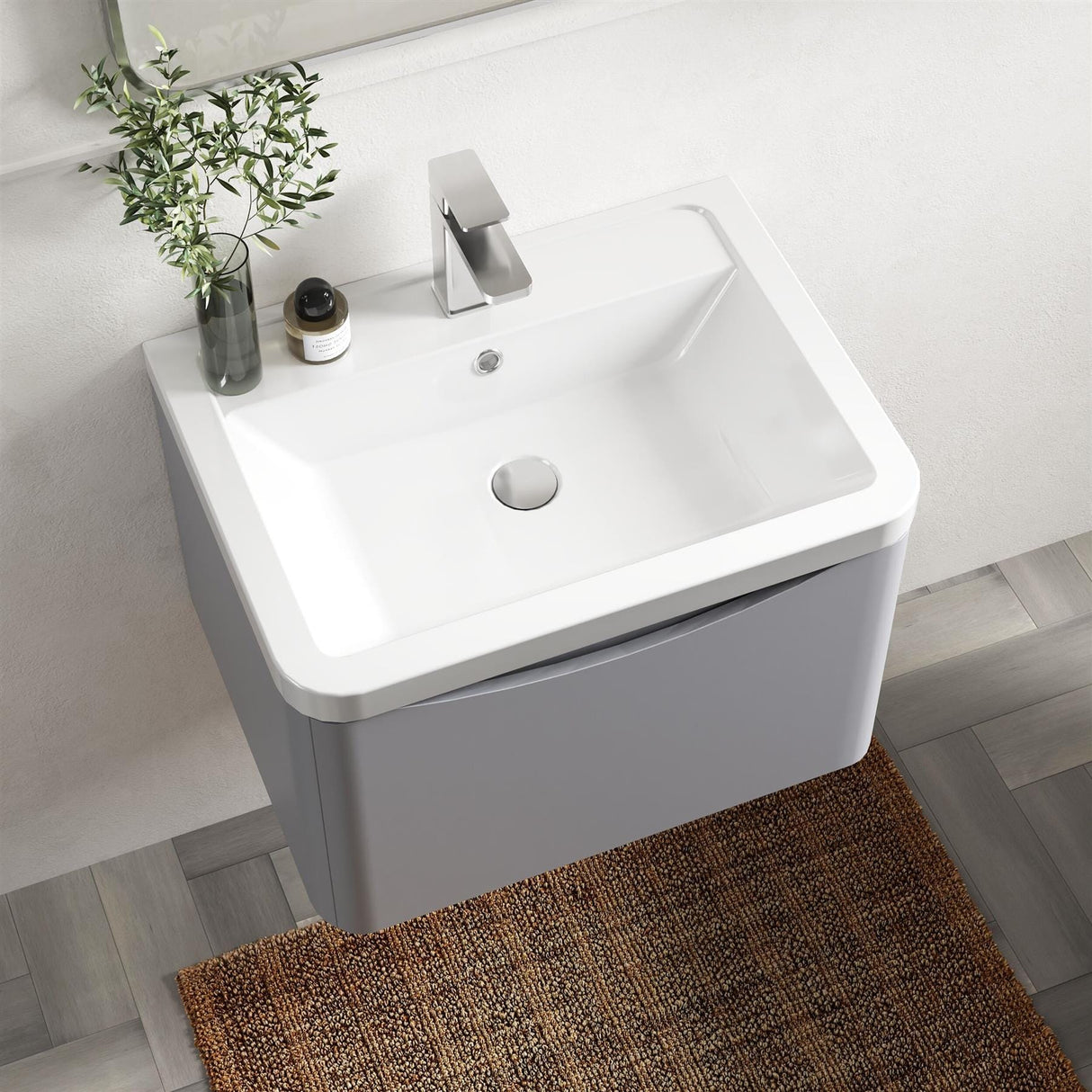 Aquarius Bathrooms Wall Mounted Vanity Unit Aquarius Seren 600mm Wall Mounted One Drawer Vanity Unit with Basin