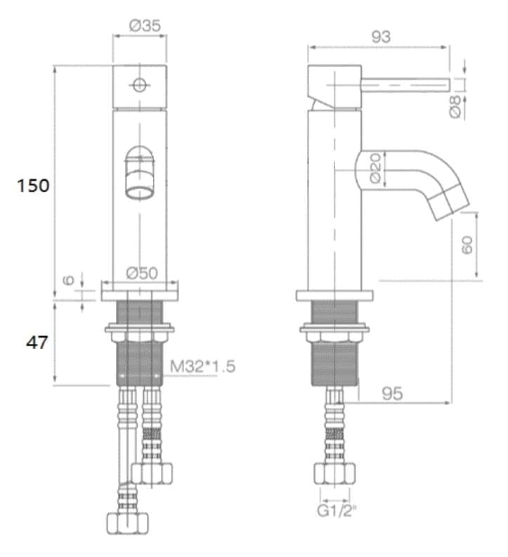 Aquarius Bathrooms Mono Basin Tap Aquarius RF-Series Mini Mono Basin Mixer Tap