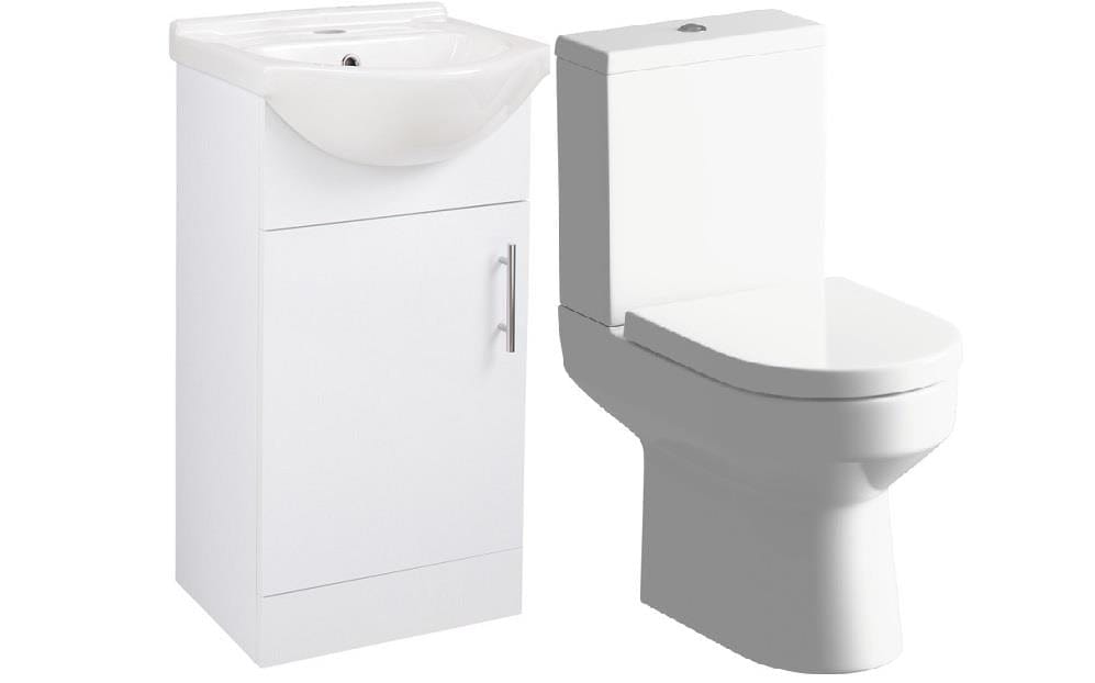 Aquarius Bathroom Suite Aquarius View 450mm Vanity Unit and Close Coupled WC Toilet Set AQVW2558