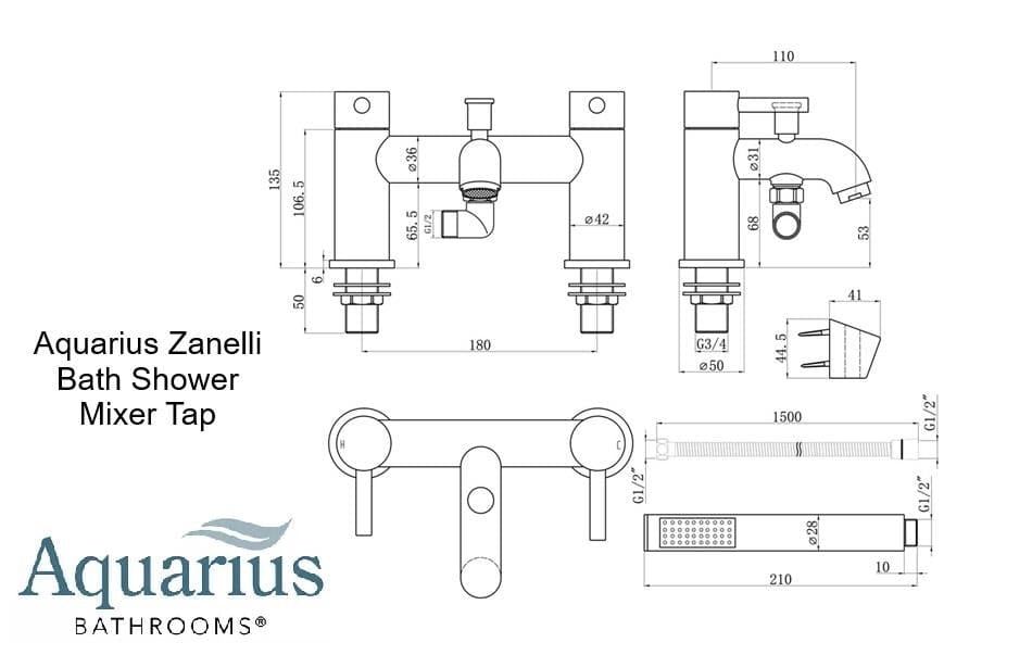 Aquarius Bathrooms Bath Shower Mixer Aquarius Zanelli Bath Shower Mixer Tap with Shower Kit