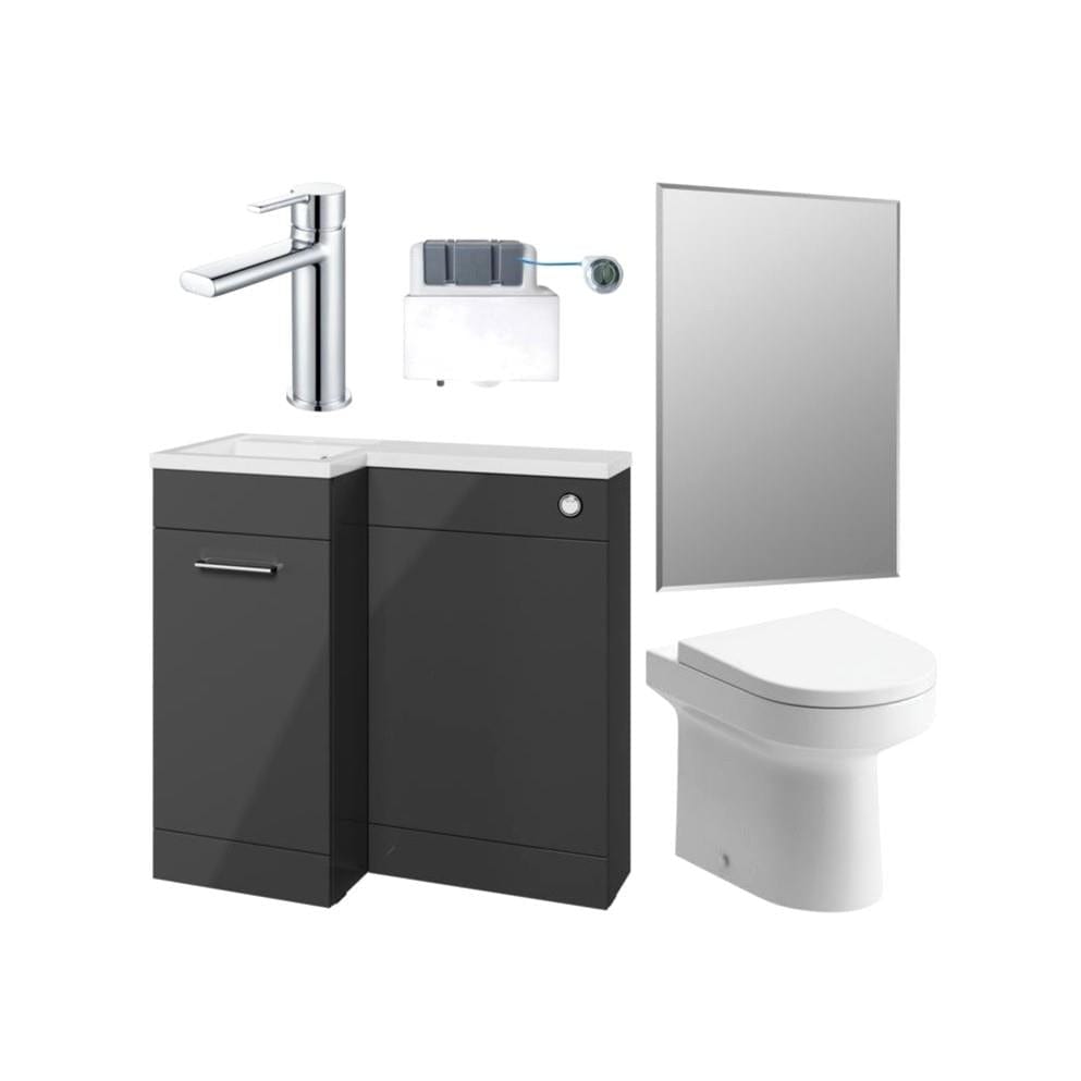 Aquarius Bathrooms Vanity Unit Suite Anthracite Gloss / Right Hand Aquarius Urbano Premium 900mm Vanity Unit Suite (with Back to Wall Toilet)