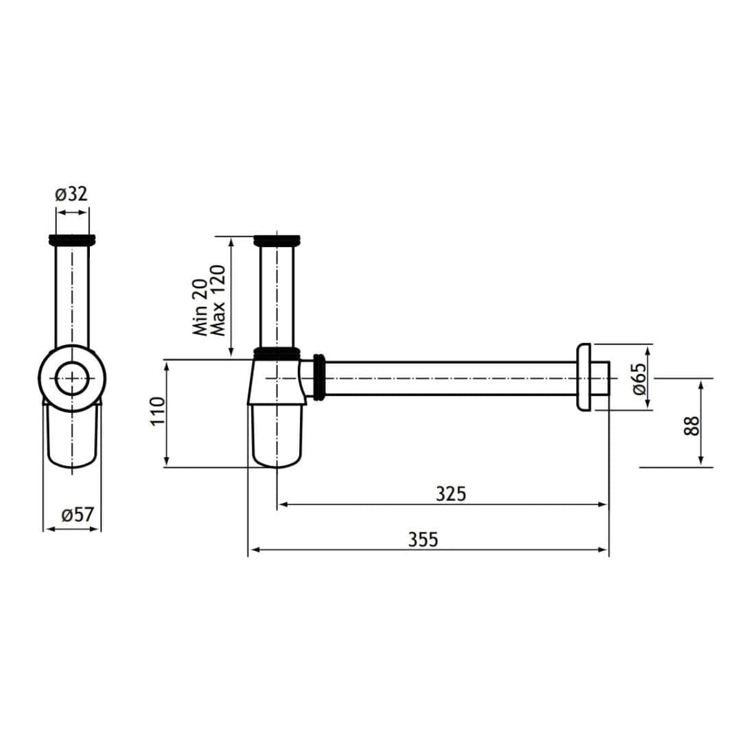 Aquarius Bathrooms Bottle Trap Aquarius Modern Round Bottle Trap
