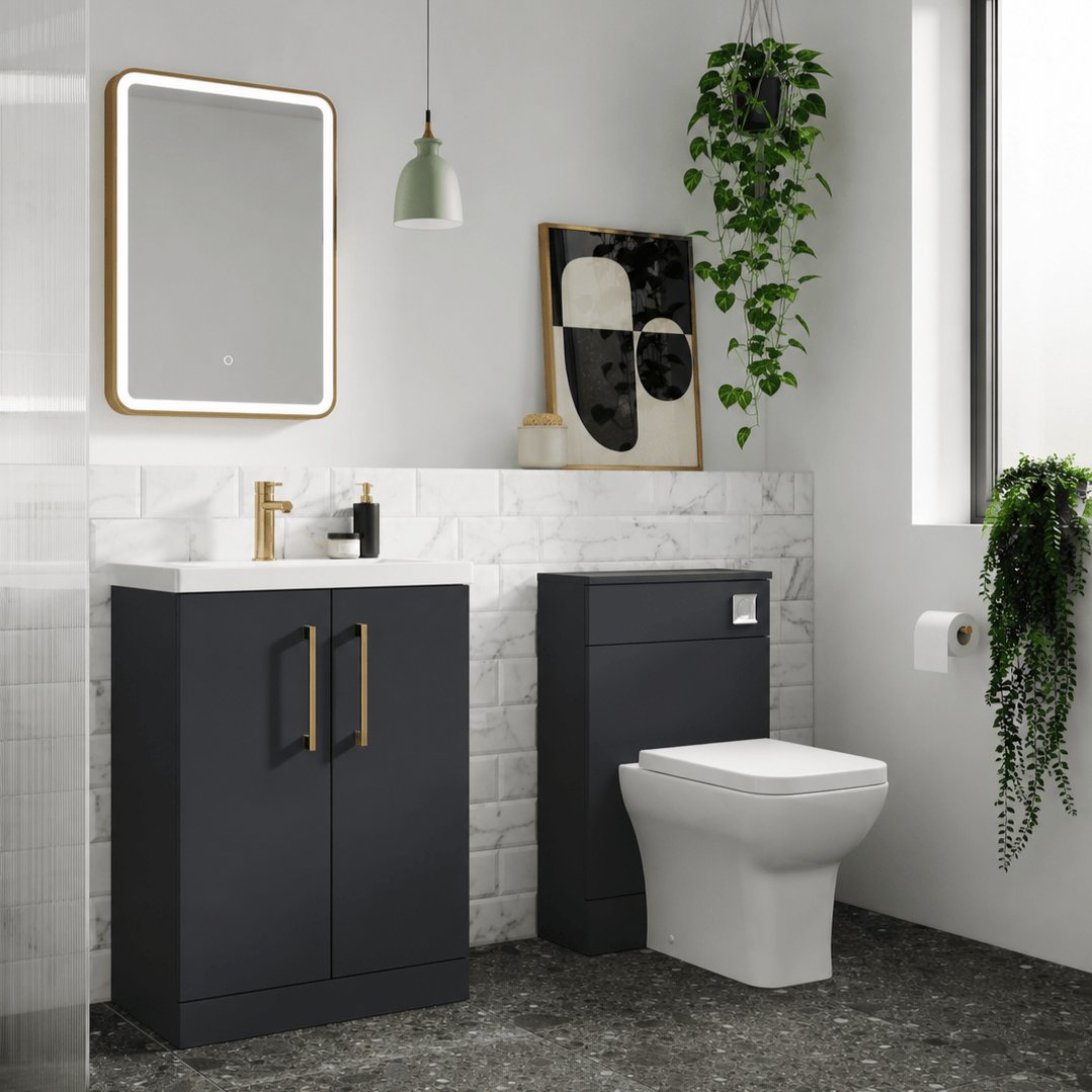 Aquarius WC Back To Wall Unit Soft Black Aquarius Brisbane 500mm WC Toilet Back to Wall Unit