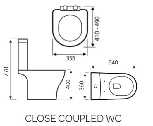 Aquarius K-Series Rimless Open Back Close Coupled Toilet with Soft Close Seat