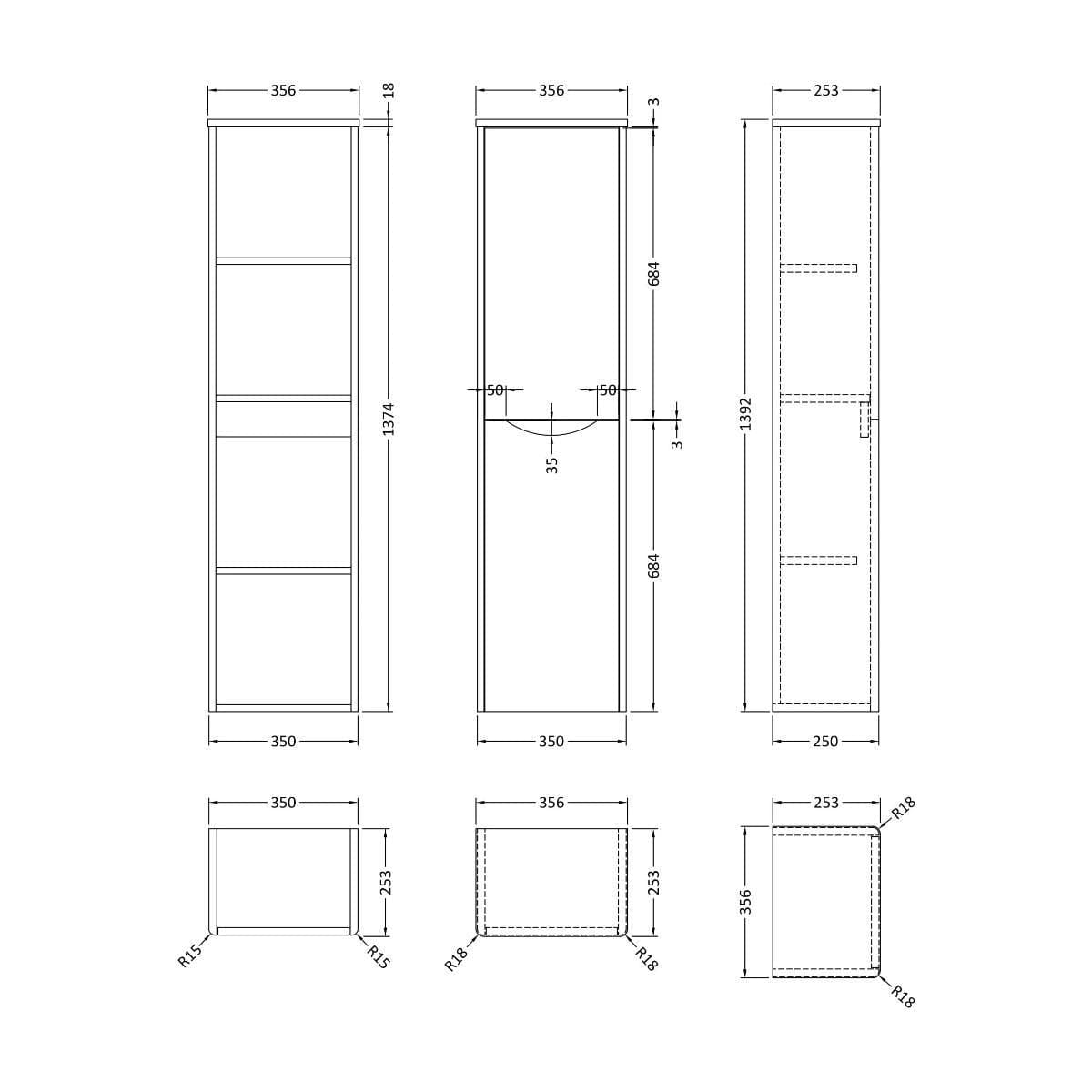 Aquarius Bathrooms Storage Unit Aquarius Seren 400mm Wall Hung Storage Unit