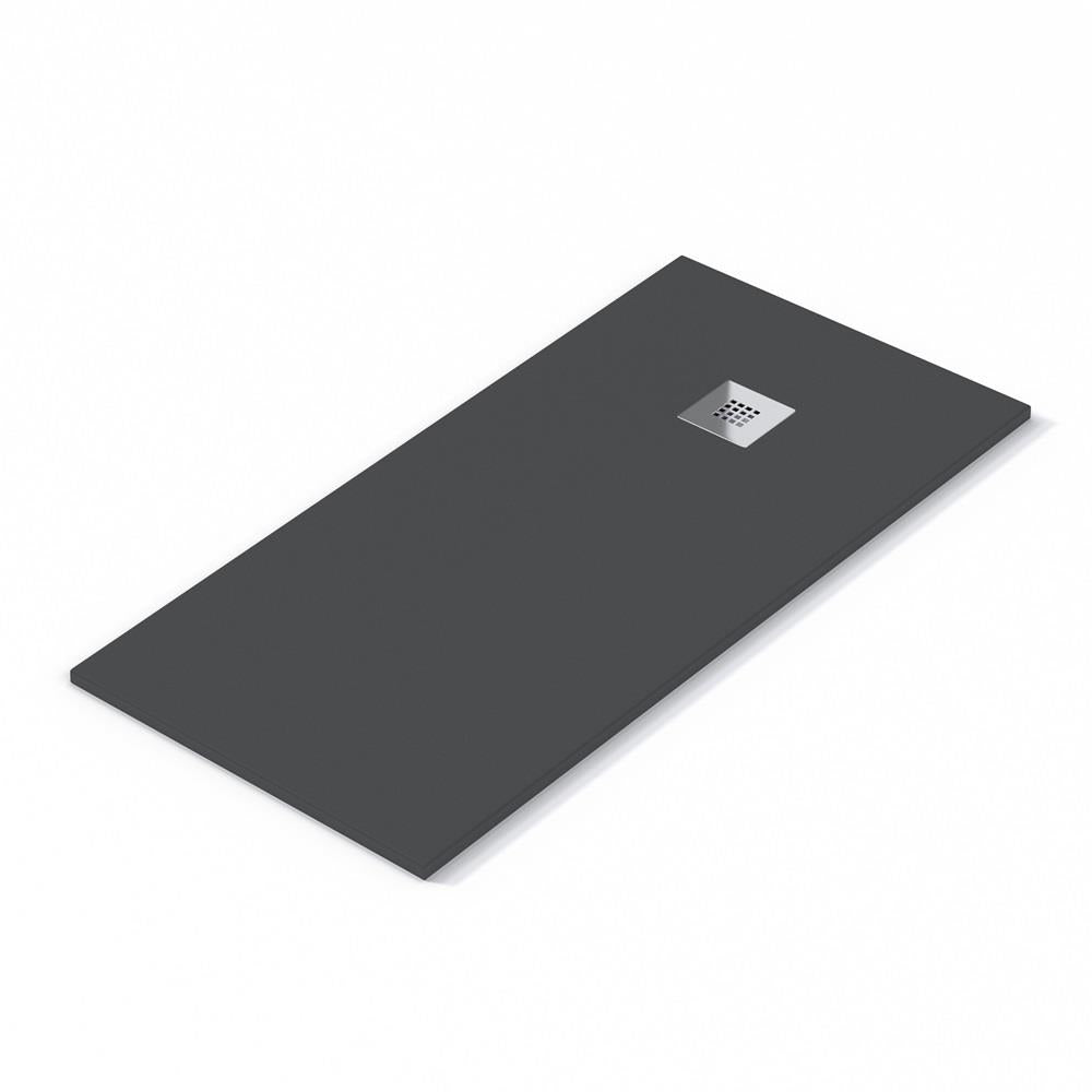 Aquarius Honiston Mineral Composite Slate Effect Shower Tray in Charcoal Grey