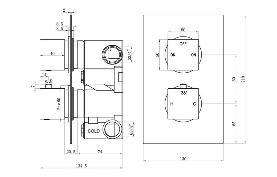 Aquarius Bathrooms Concealed Valve Kit Aquarius Modern Square Shower Bundle with Riser Chrome AQBND0122