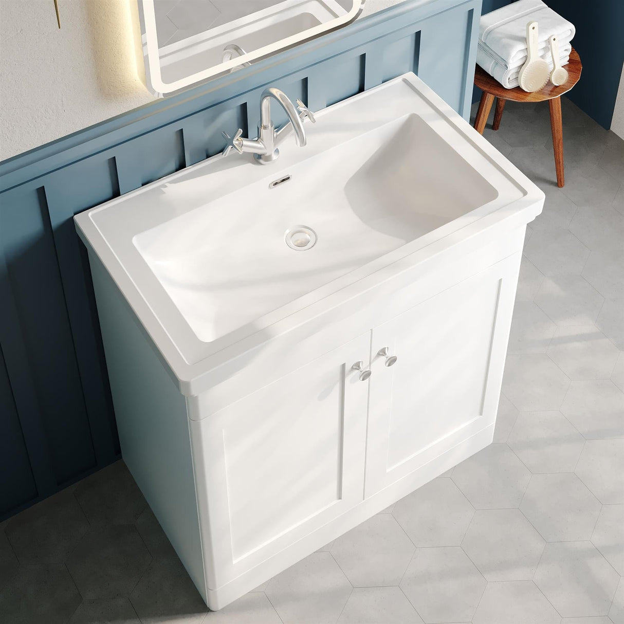 Aquarius Bathrooms Floor Standing Vanity Unit Aquarius Leighton 800mm Floor Standing Two Door Vanity Unit with Basin