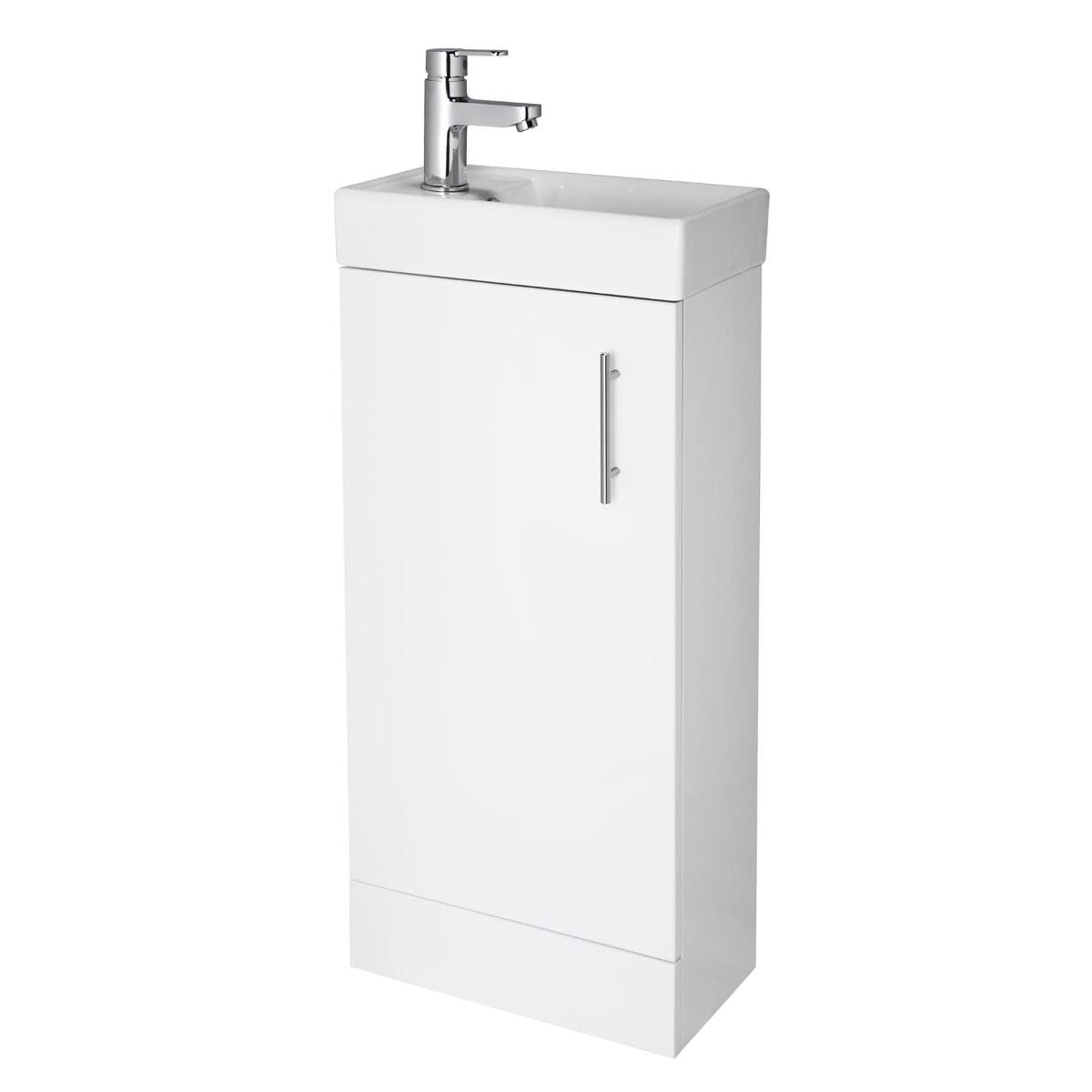 Aquarius Bathrooms Floor Standing Unit Aquarius Byron 400mm Floor Standing 1 Door Cloakroom Vanity Unit with 1 Tap Hole Basin
