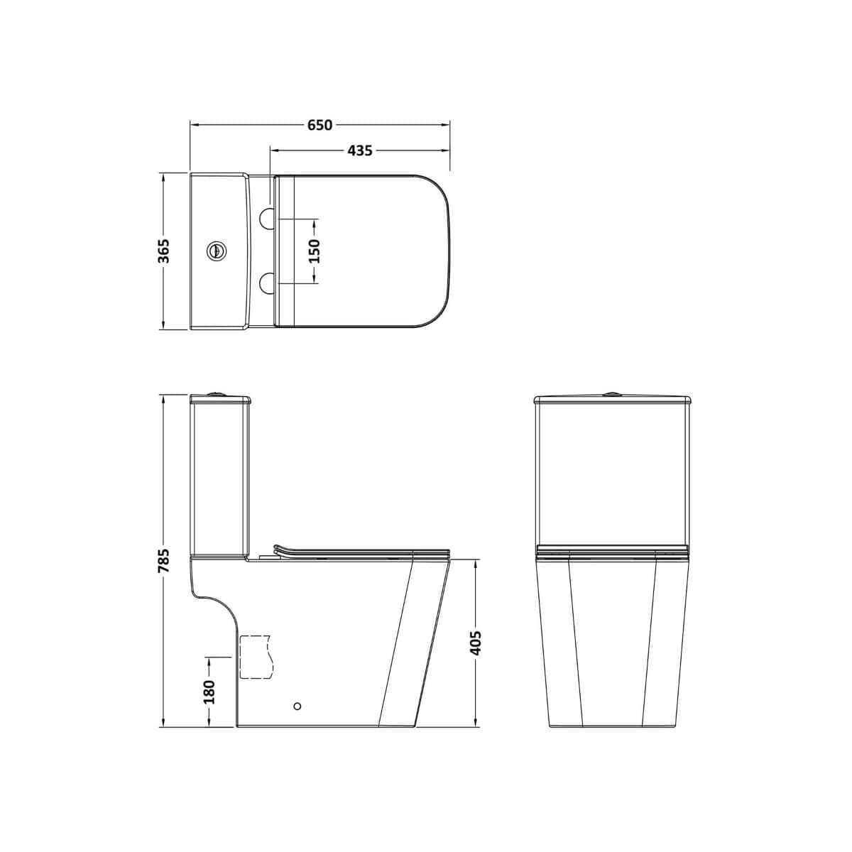 Aquarius Bathrooms Close Coupled Toilet Aquarius Aspect Rimless Close Coupled Square Toilet with Soft Close Seat