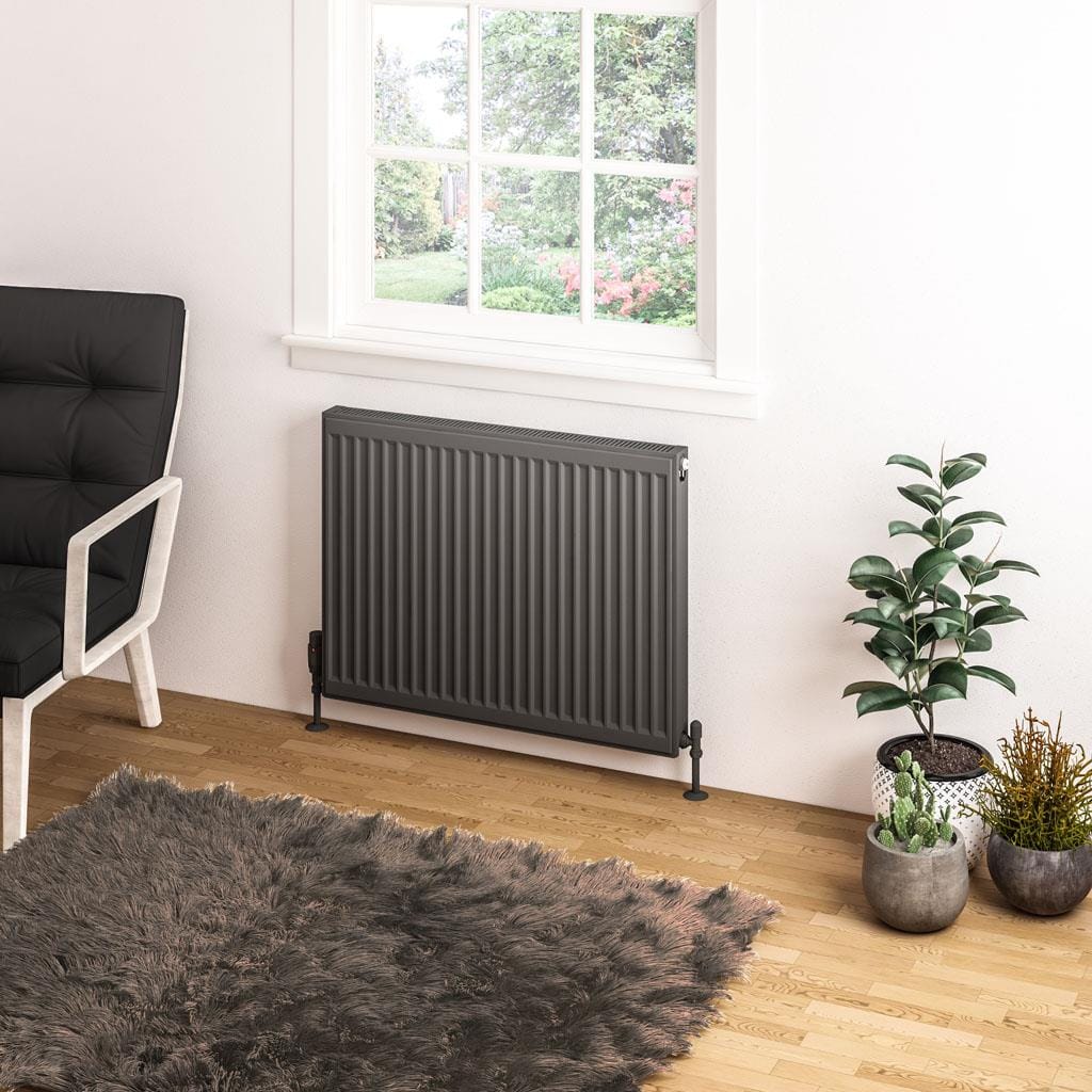 Aquarius Bathrooms Type 11 600 x 800 Aquarius Type 11 Compact Panel Radiator In Matt Anthracite