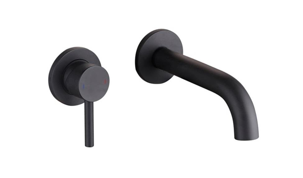 Aquarius Bathrooms Wall Mounted Basin Tap Matt Black Aquarius RF-Series EZ-BOX Wall Mounted Basin Mixer Tap