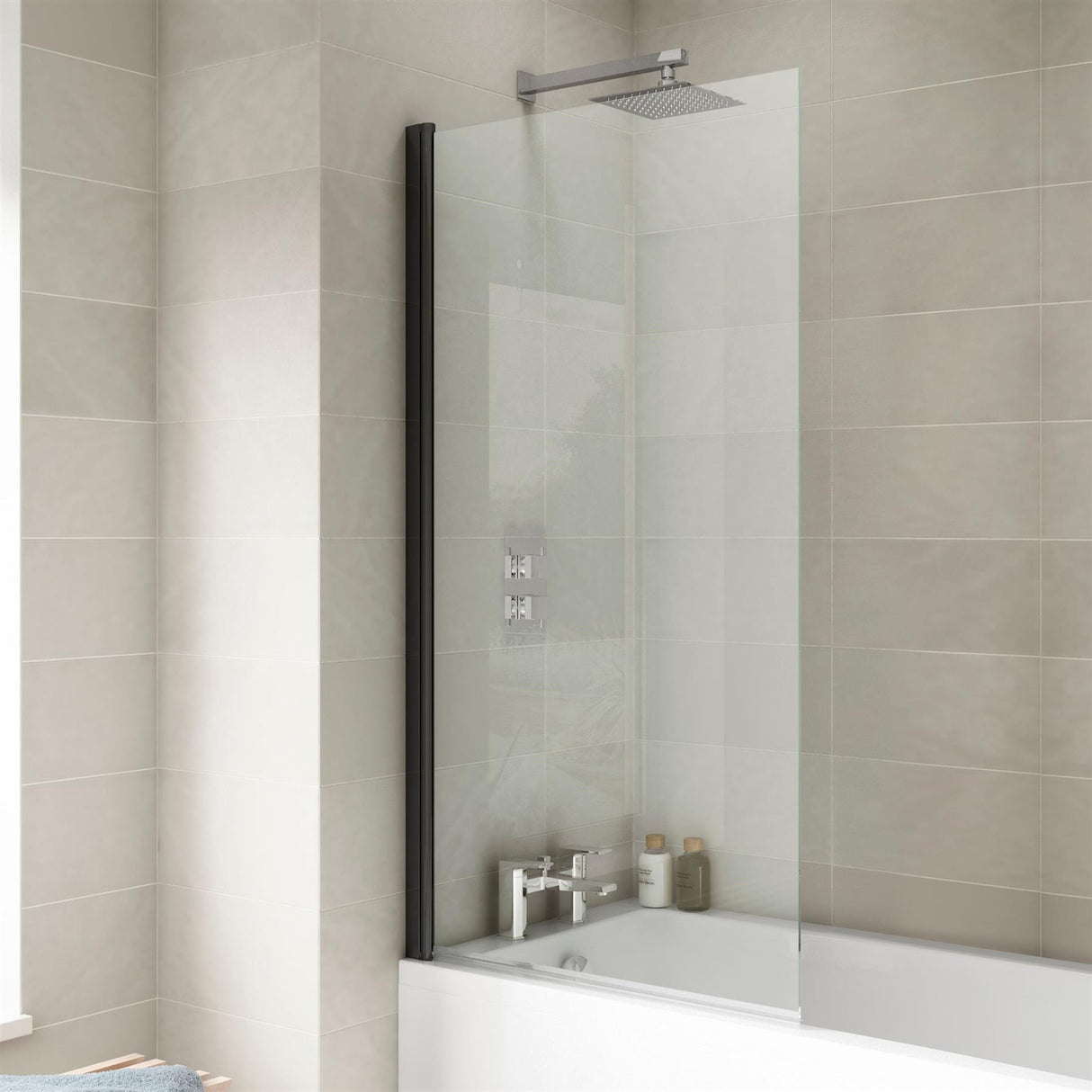 Aquarius Bathrooms Bath Screen Aquarius LevAqua Straight 6mm Hinged Bath Screen 1400 x 800mm
