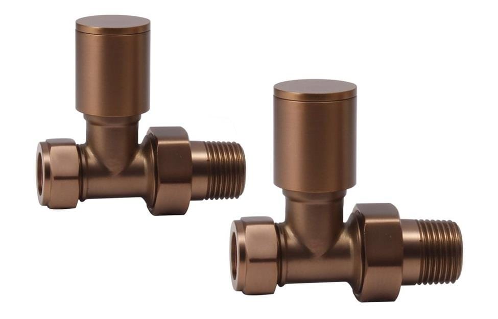 Aquarius Bathrooms Radiator Valve Aquarius Zanelli Brushed Bronze Straight Radiator Valves