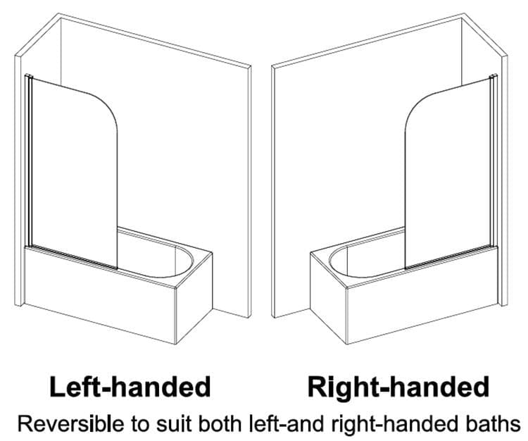 Aquarius Bathrooms Hinged Straight Bath Screen Aquarius LevAqua Single Curved Hinged Bath Screen Chrome AQLA0090