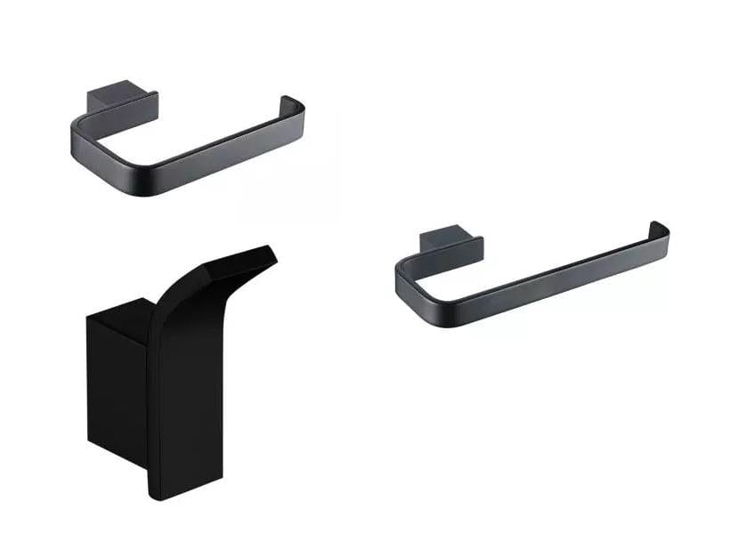 Aquarius Bathrooms Accessory Set Matt Black Aquarius FT 3 Piece Bathroom Accessory Pack