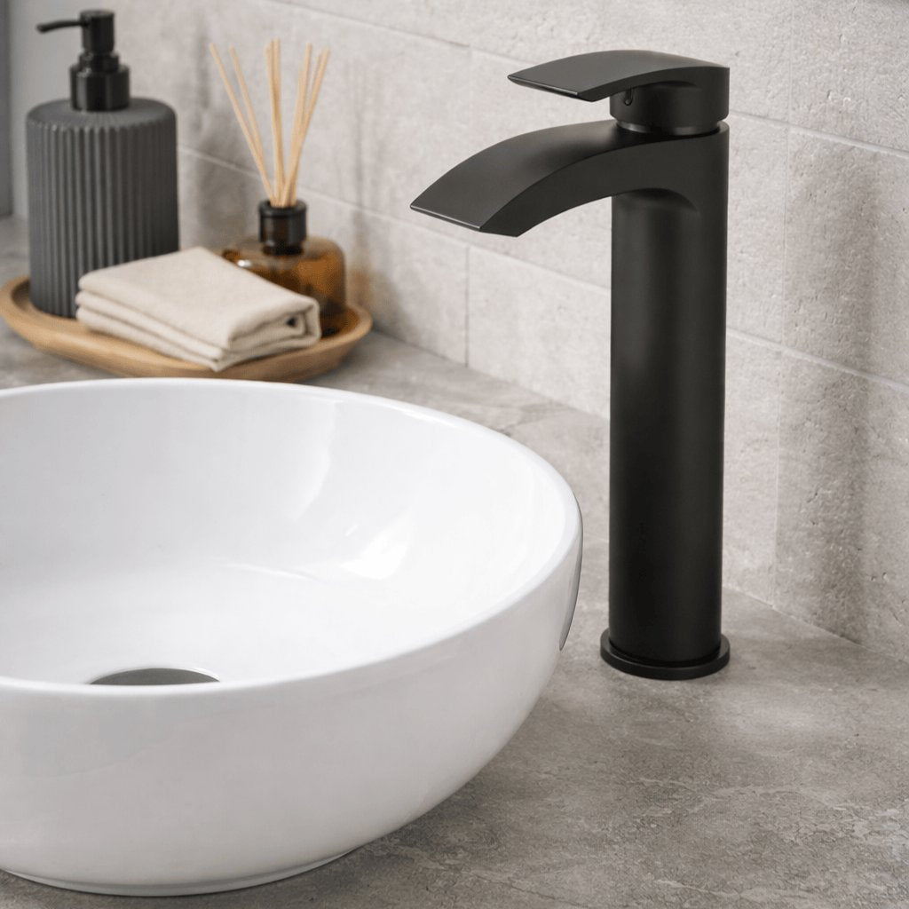 Aquarius Bathrooms Tall Basin Tap Matt Black Aquarius Arc Tall Mono Basin Mixer Tap