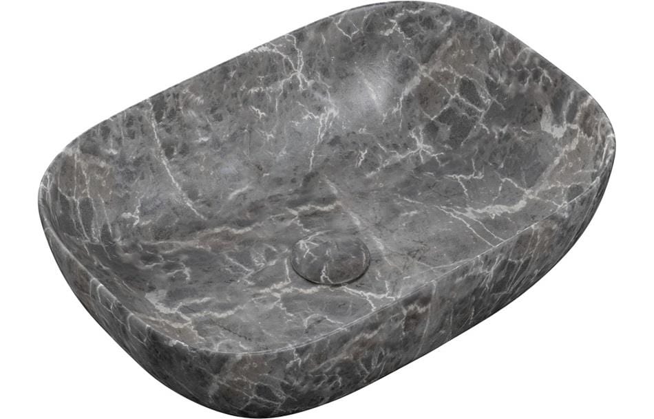 Aquarius Bathrooms Countertop Basin Aquarius V-Series 4 Luxury 0TH Vessel Wash Bowl 460mm Grey Marble Effect AQVS0072