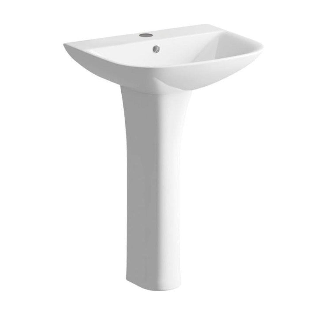 Aquarius Bathrooms Pedestal Basin Aquarius Sequoia 560mm Basin and Pedestal with 1 Tap Hole
