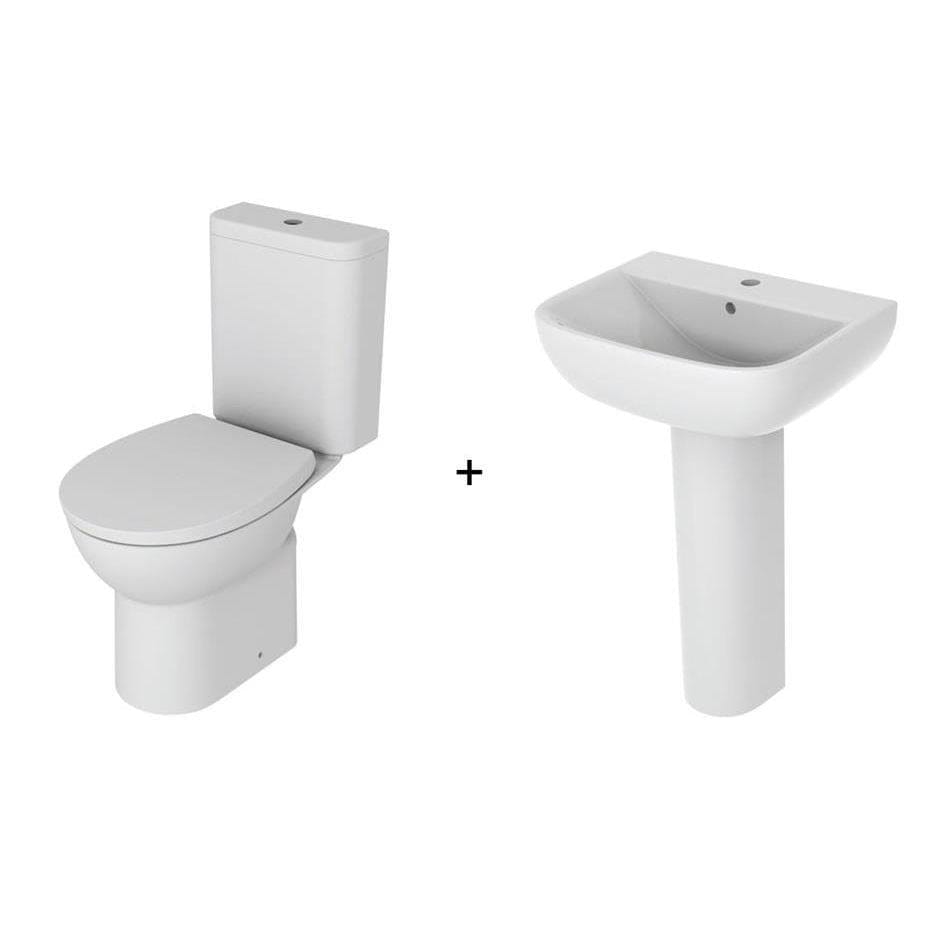 Aquarius Bathrooms Toilet and Basin Set Aquarius QualEco Close Coupled Toilet and Basin Set in White