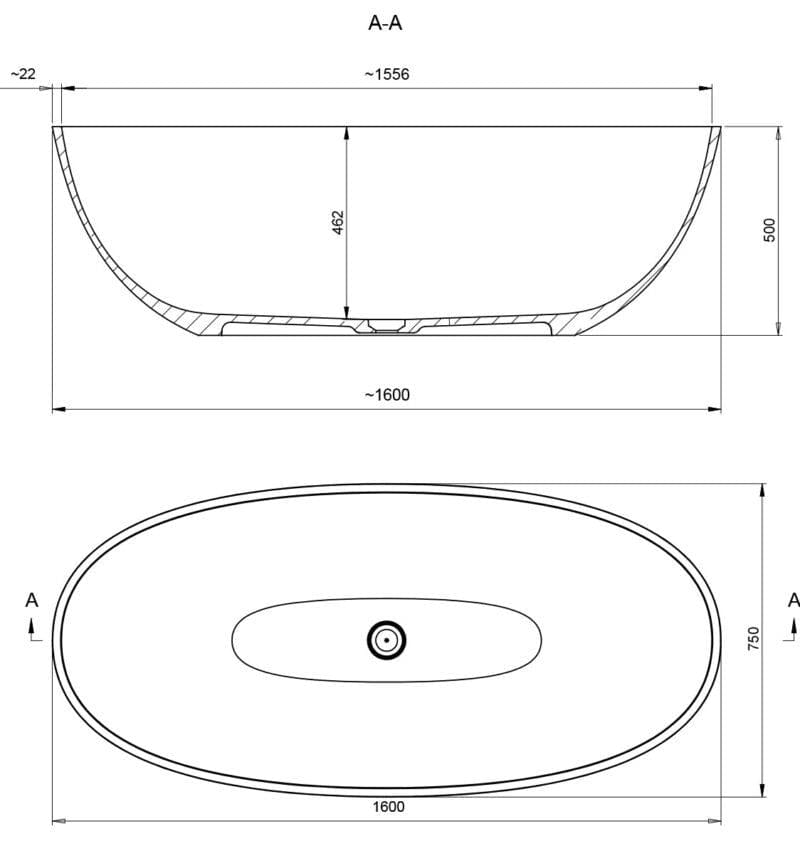 Aquarius Bathrooms Freestanding Bath Aquarius Iseo Freestanding Stone Bath in Gloss White 1600mm