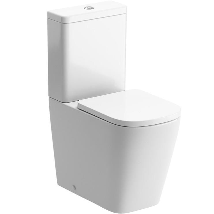 Aquarius Bathrooms Close Coupled Toilet Aquarius Laura Rimless Close Coupled Open Back Comfort Height Toilet with Soft Close Seat